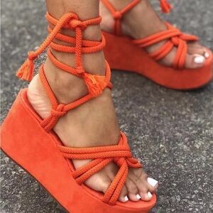 Women's Orange Platform Sandals